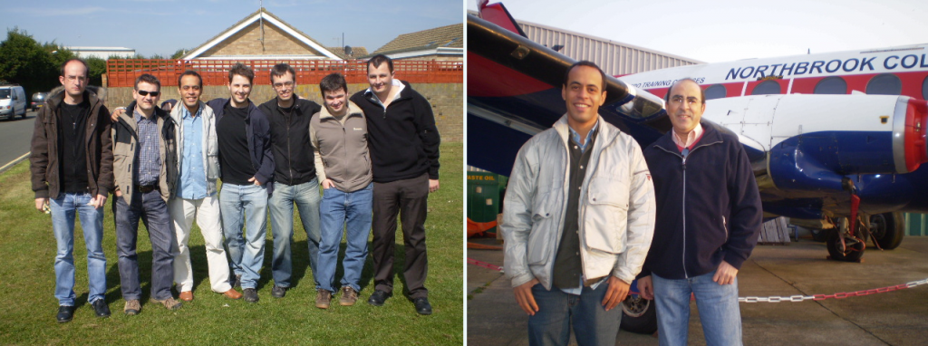 Na Inglaterra, com colegas da Sonda Aviation e com o proprietário Jhon Zacharakis